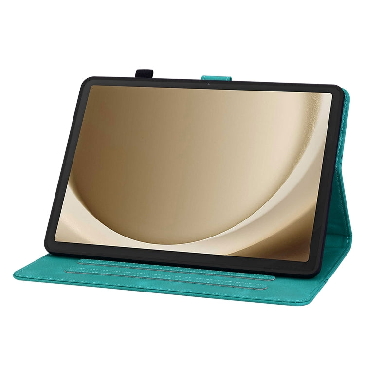 For Samsung Galaxy Tab A11+ / A9+ Lily Embossed Leather Tablet Case(Green) by bashfashion