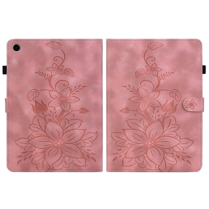 For Samsung Galaxy Tab A11+ / A9+ Lily Embossed Leather Tablet Case(Pink) by bashfashion