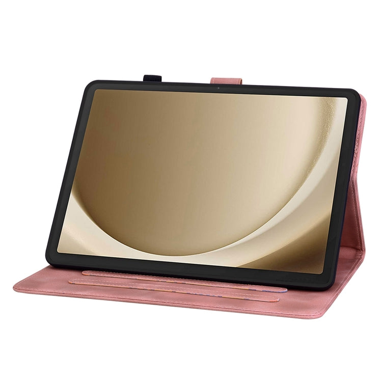 For Samsung Galaxy Tab A11+ / A9+ Lily Embossed Leather Tablet Case(Pink) by bashfashion