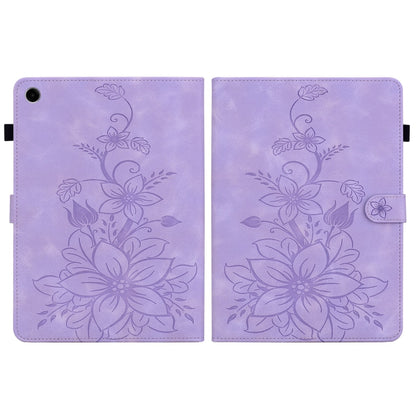 For Samsung Galaxy Tab A11+ / A9+ Lily Embossed Leather Tablet Case(Purple) by bashfashion