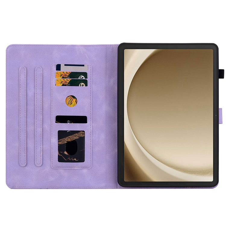 For Samsung Galaxy Tab A11+ / A9+ Lily Embossed Leather Tablet Case(Purple) by bashfashion