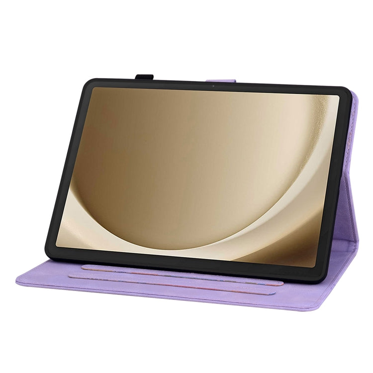 For Samsung Galaxy Tab A11+ / A9+ Lily Embossed Leather Tablet Case(Purple) by bashfashion