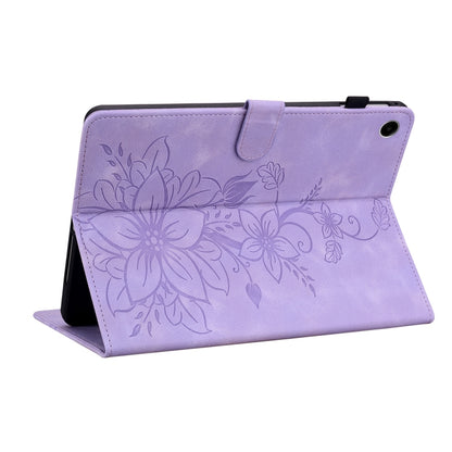 For Samsung Galaxy Tab A11+ / A9+ Lily Embossed Leather Tablet Case(Purple) by bashfashion