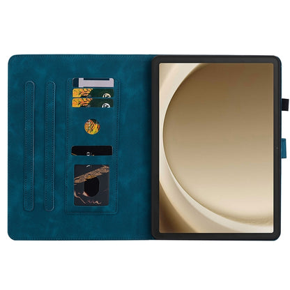 For Samsung Galaxy Tab A11+ / A9+ Lily Embossed Leather Tablet Case(Dark Blue) by bashfashion