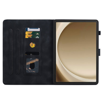 For Samsung Galaxy Tab A11+ / A9+ Lily Embossed Leather Tablet Case(Black) by bashfashion