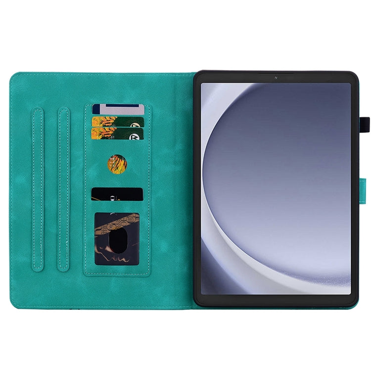 For Samsung Galaxy Tab A11 / A9 Lily Embossed Leather Tablet Case(Green) by bashfashion