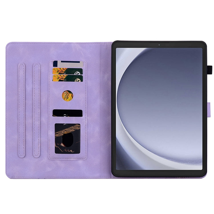 For Samsung Galaxy Tab A11 / A9 Lily Embossed Leather Tablet Case(Purple) by bashfashion
