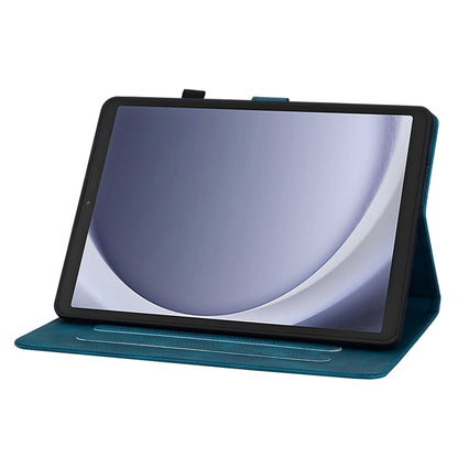 For Samsung Galaxy Tab A11 / A9 Lily Embossed Leather Tablet Case(Dark Blue) by bashfashion