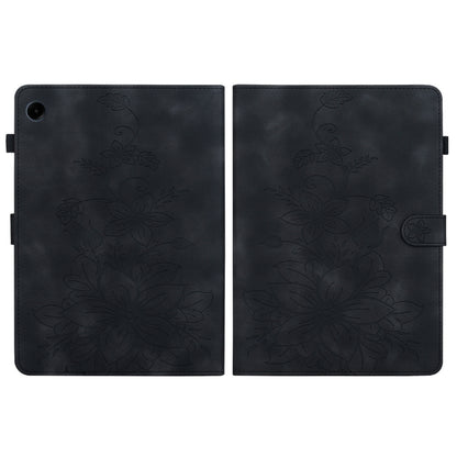 For Samsung Galaxy Tab A11 / A9 Lily Embossed Leather Tablet Case(Black) by bashfashion