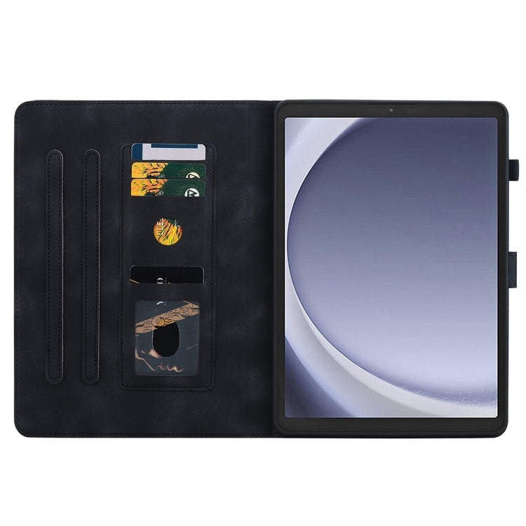 For Samsung Galaxy Tab A11 / A9 Lily Embossed Leather Tablet Case(Black) by bashfashion