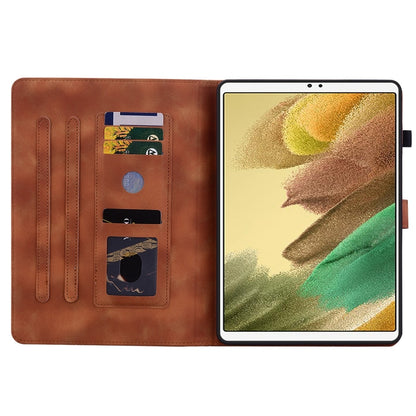 For Samsung Galaxy Tab A7 Lite 8.7 Lily Embossed Leather Tablet Case(Brown) by bashfashion