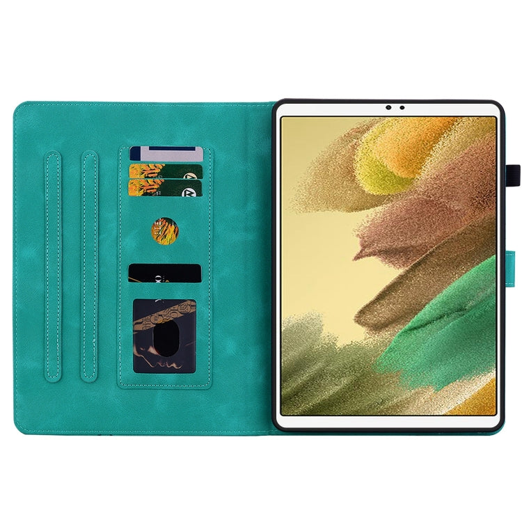 For Samsung Galaxy Tab A7 Lite 8.7 Lily Embossed Leather Tablet Case(Green) by bashfashion