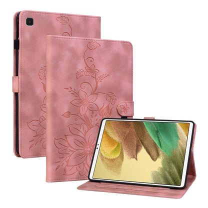 For Samsung Galaxy Tab A7 Lite 8.7 Lily Embossed Leather Tablet Case(Pink) by bashfashion