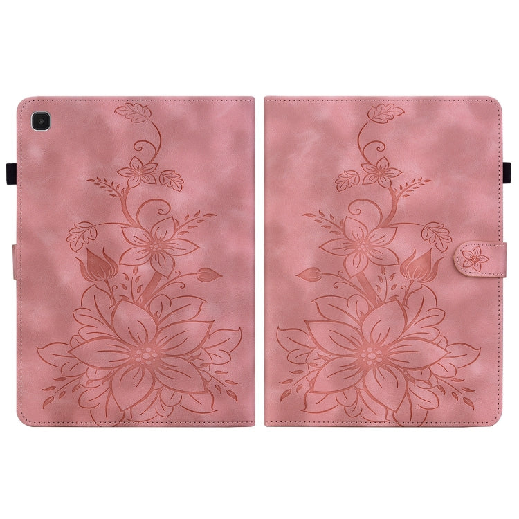 For Samsung Galaxy Tab A7 Lite 8.7 Lily Embossed Leather Tablet Case(Pink) by bashfashion