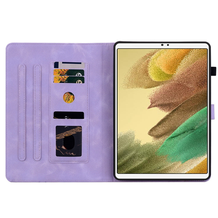 For Samsung Galaxy Tab A7 Lite 8.7 Lily Embossed Leather Tablet Case(Purple) by bashfashion
