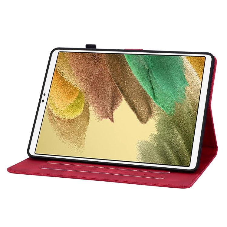 For Samsung Galaxy Tab A7 Lite 8.7 Lily Embossed Leather Tablet Case(Red) by bashfashion