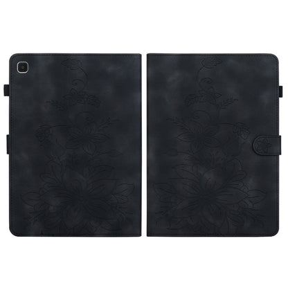 For Samsung Galaxy Tab A7 Lite 8.7 Lily Embossed Leather Tablet Case(Black) by bashfashion