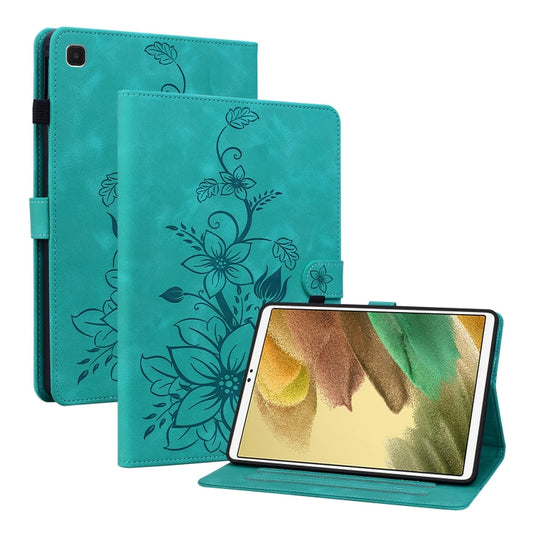 For Samsung Galaxy Tab S5e T720 Lily Embossed Leather Tablet Case(Green) by bashfashion