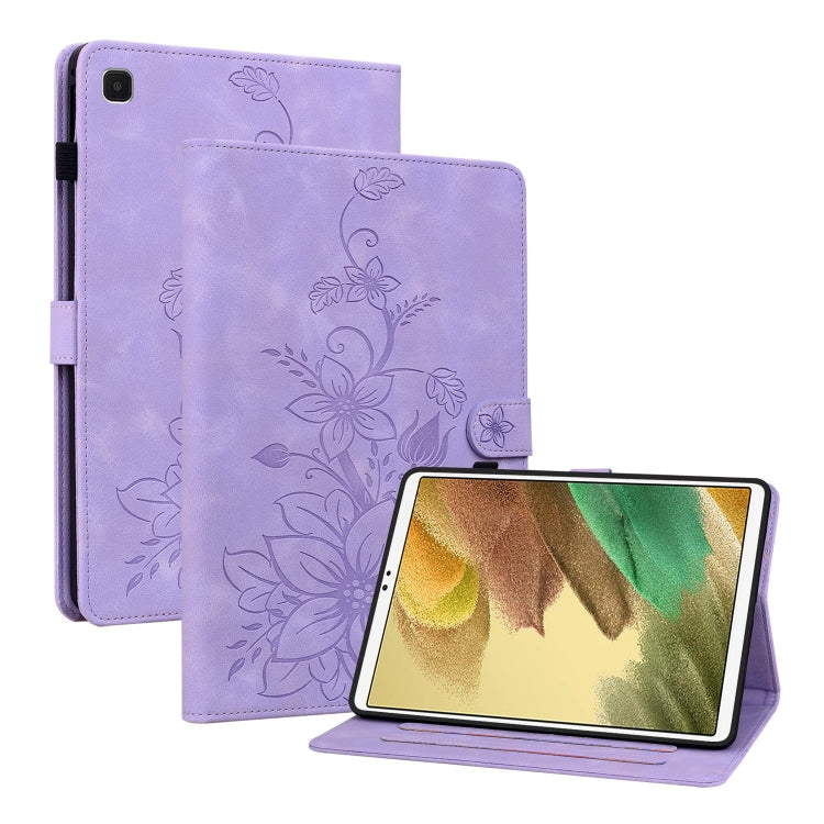 For Samsung Galaxy Tab S5e T720 Lily Embossed Leather Tablet Case(Purple) by bashfashion