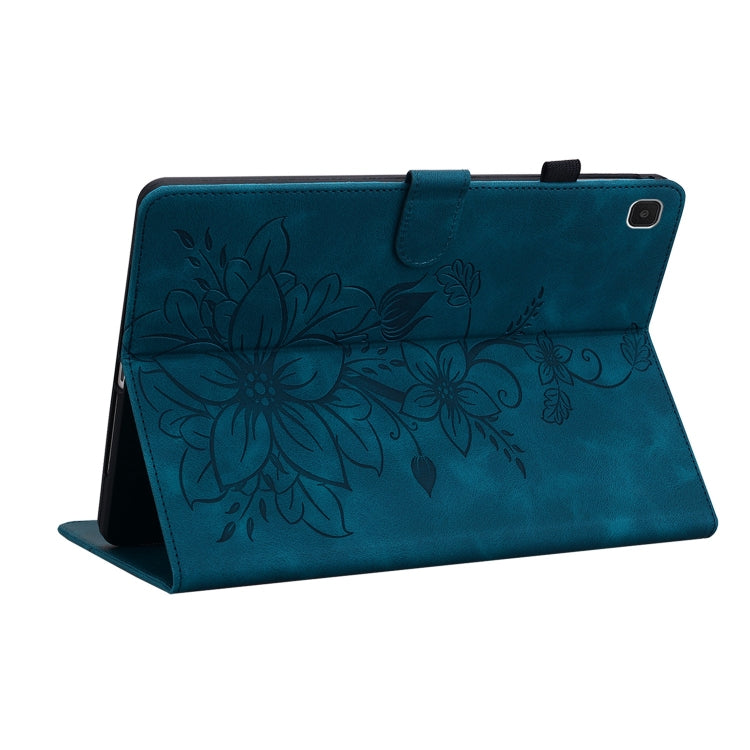 For Samsung Galaxy Tab S5e T720 Lily Embossed Leather Tablet Case(Dark Blue) by bashfashion