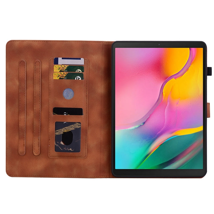 For Samsung Galaxy Tab A 10.1 2019 Lily Embossed Leather Tablet Case(Brown) by bashfashion
