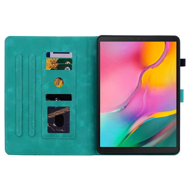 For Samsung Galaxy Tab A 10.1 2019 Lily Embossed Leather Tablet Case(Green) by bashfashion