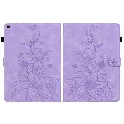For Samsung Galaxy Tab A 10.1 2019 Lily Embossed Leather Tablet Case(Purple) by bashfashion