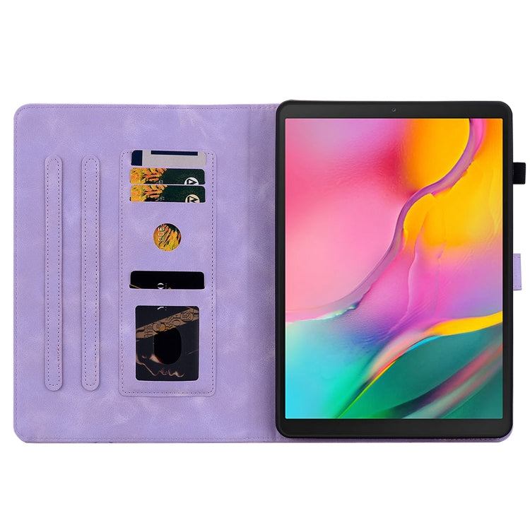 For Samsung Galaxy Tab A 10.1 2019 Lily Embossed Leather Tablet Case(Purple) by bashfashion