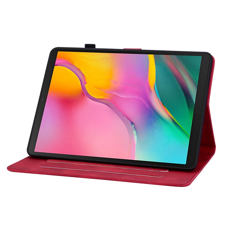 For Samsung Galaxy Tab A 10.1 2019 Lily Embossed Leather Tablet Case(Red) by bashfashion