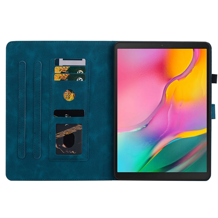 For Samsung Galaxy Tab A 10.1 2019 Lily Embossed Leather Tablet Case(Dark Blue) by bashfashion