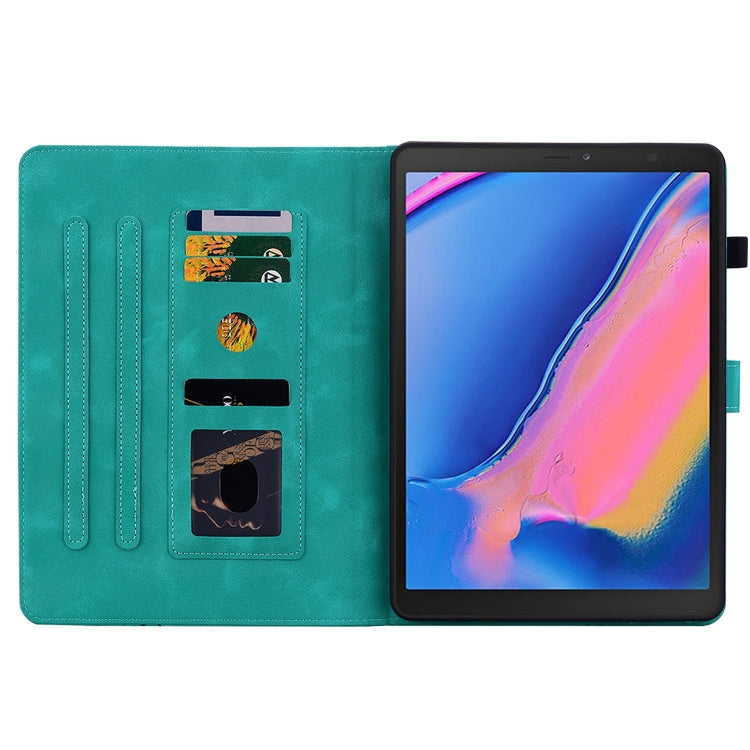 For Samsung Galaxy Tab A 8.0 2019 Lily Embossed Leather Tablet Case(Green) by bashfashion