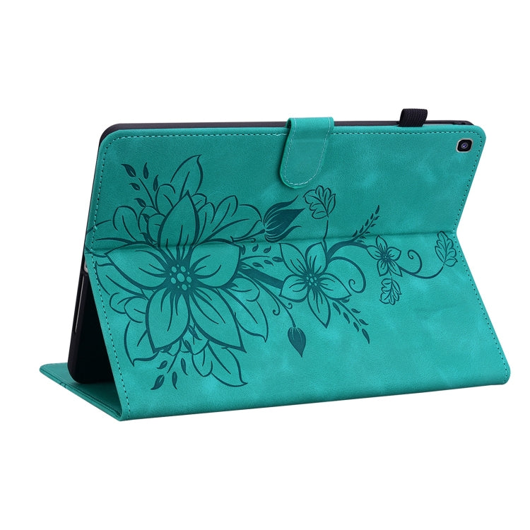 For Samsung Galaxy Tab A 8.0 2019 Lily Embossed Leather Tablet Case(Green) by bashfashion