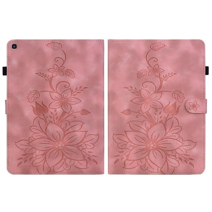 For Samsung Galaxy Tab A 8.0 2019 Lily Embossed Leather Tablet Case(Pink) by bashfashion