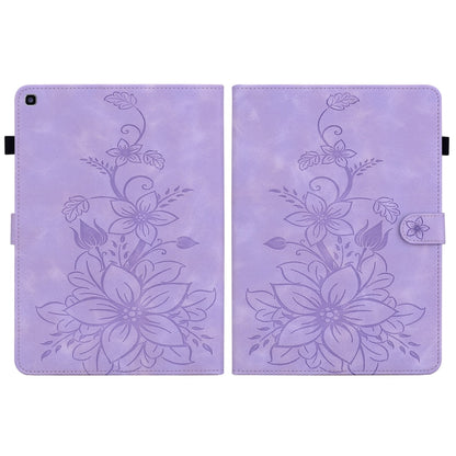 For Samsung Galaxy Tab A 8.0 2019 Lily Embossed Leather Tablet Case(Purple) by bashfashion
