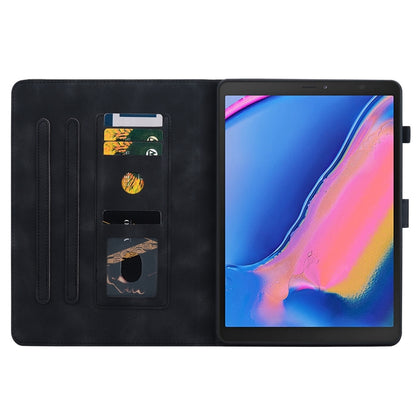 For Samsung Galaxy Tab A 8.0 2019 Lily Embossed Leather Tablet Case(Black) by bashfashion