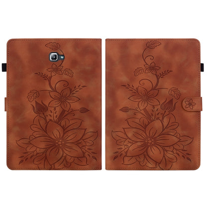 For Samsung Galaxy Tab A 10.1 2016 Lily Embossed Leather Tablet Case(Brown) by bashfashion