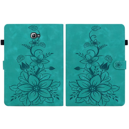 For Samsung Galaxy Tab A 10.1 2016 Lily Embossed Leather Tablet Case(Green) by bashfashion