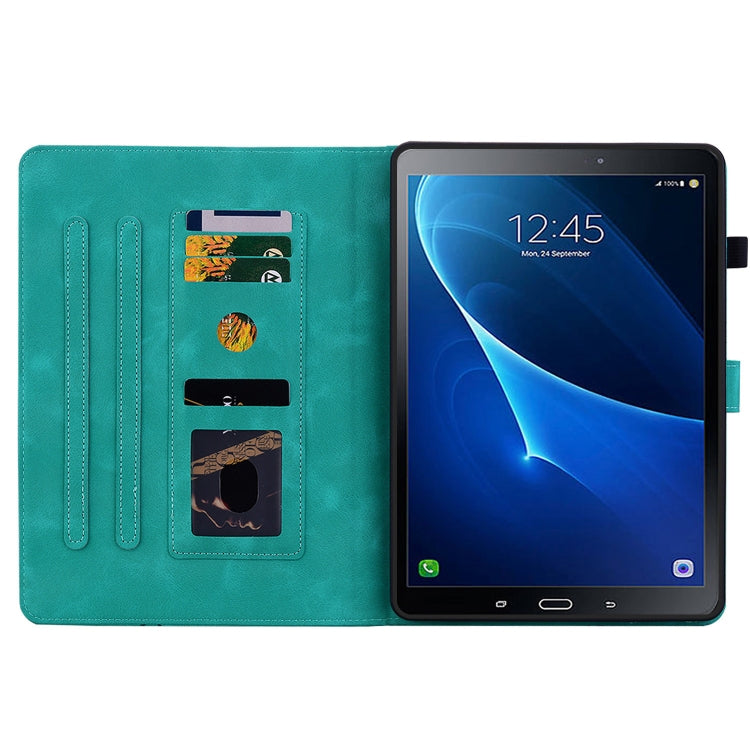 For Samsung Galaxy Tab A 10.1 2016 Lily Embossed Leather Tablet Case(Green) by bashfashion