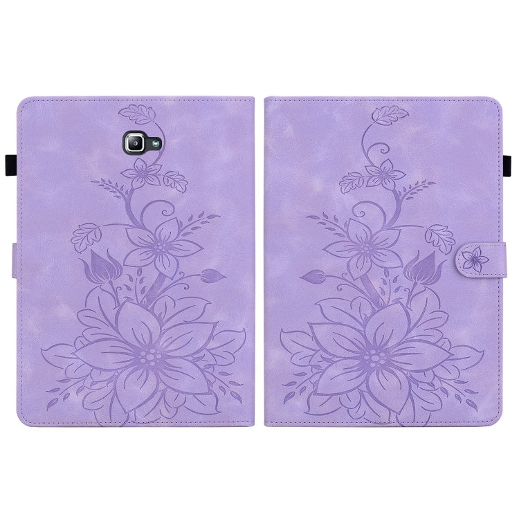 For Samsung Galaxy Tab A 10.1 2016 Lily Embossed Leather Tablet Case(Purple) by bashfashion