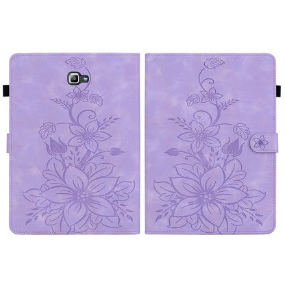 For Samsung Galaxy Tab A 10.1 2016 Lily Embossed Leather Tablet Case(Purple) by bashfashion