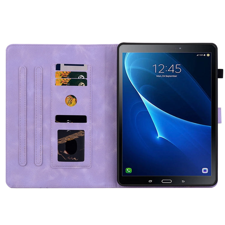 For Samsung Galaxy Tab A 10.1 2016 Lily Embossed Leather Tablet Case(Purple) by bashfashion