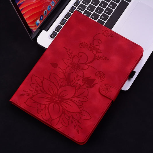 For Samsung Galaxy Tab A 10.1 2016 Lily Embossed Leather Tablet Case(Red) by bashfashion
