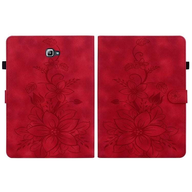 For Samsung Galaxy Tab A 10.1 2016 Lily Embossed Leather Tablet Case(Red) by bashfashion