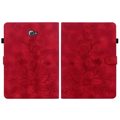 For Samsung Galaxy Tab A 10.1 2016 Lily Embossed Leather Tablet Case(Red) by bashfashion