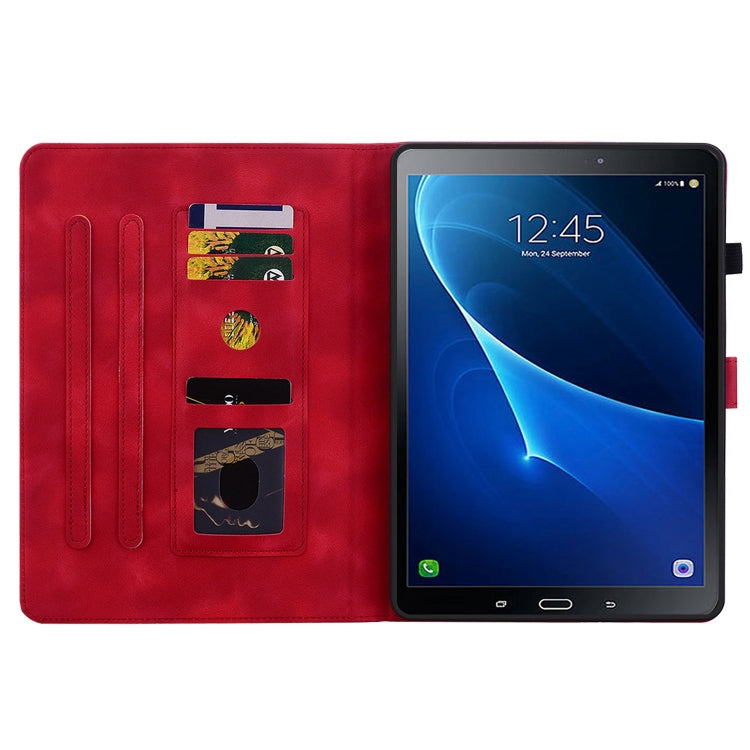 For Samsung Galaxy Tab A 10.1 2016 Lily Embossed Leather Tablet Case(Red) by bashfashion