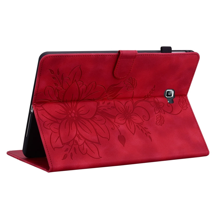 For Samsung Galaxy Tab A 10.1 2016 Lily Embossed Leather Tablet Case(Red) by bashfashion