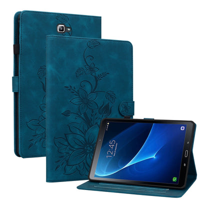 For Samsung Galaxy Tab A 10.1 2016 Lily Embossed Leather Tablet Case(Dark Blue) by bashfashion