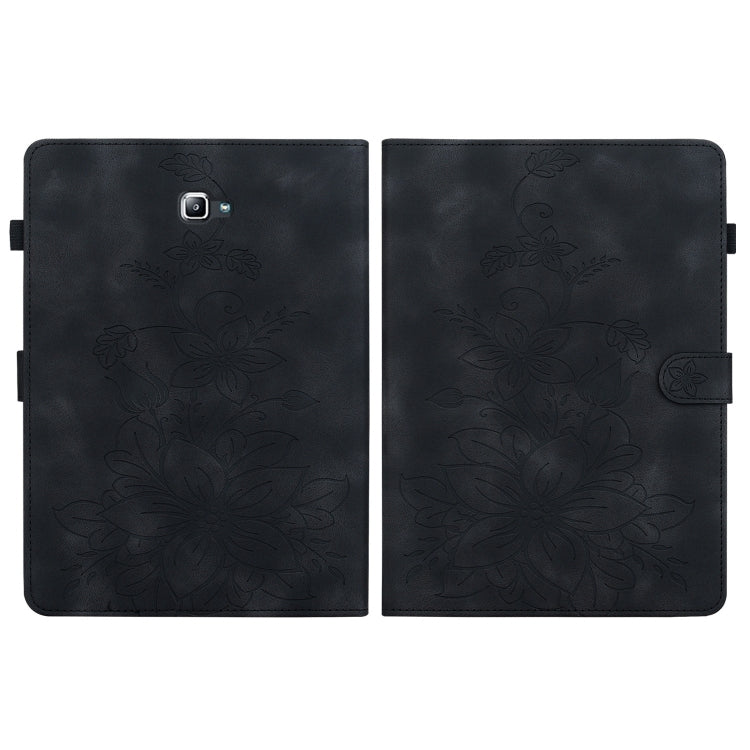 For Samsung Galaxy Tab A 10.1 2016 Lily Embossed Leather Tablet Case(Black) by bashfashion