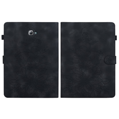 For Samsung Galaxy Tab A 10.1 2016 Lily Embossed Leather Tablet Case(Black) by bashfashion