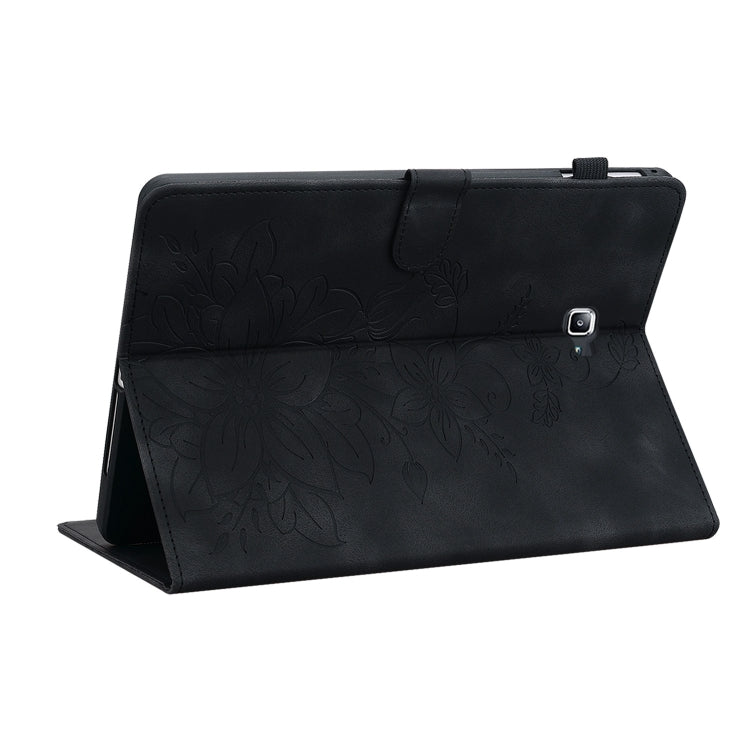 For Samsung Galaxy Tab A 10.1 2016 Lily Embossed Leather Tablet Case(Black) by bashfashion